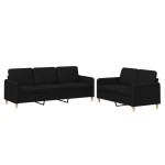 vidaXL Set de canapele cu perne, 2 piese, negru, textil vidaXL Set de canapele cu perne, 2 piese, negru, textil