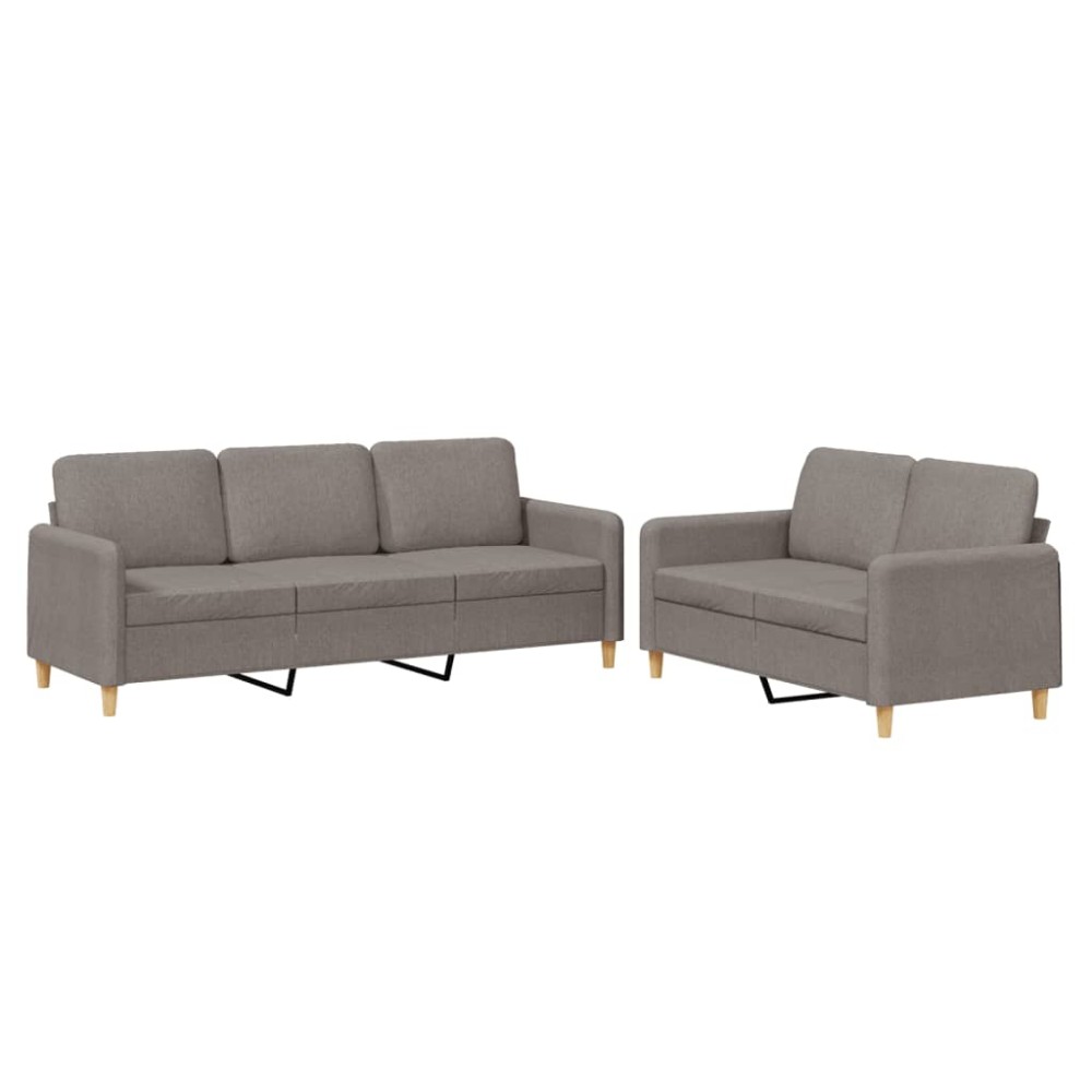 vidaXL Set de canapea cu perne, 2 piese, gri taupe, material textil