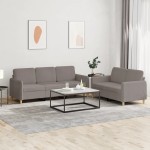 vidaXL Set de canapea cu perne, 2 piese, gri taupe, material textil vidaXL Set de canapea cu perne, 2 piese, gri taupe, material textil