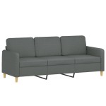 vidaXL Set de canapele cu perne, 3 piese, gri închis, textil vidaXL Set de canapele cu perne, 3 piese, gri închis, textil