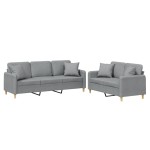 vidaXL Set de canapele cu perne, 2 piese, gri deschis, material textil vidaXL Set de canapele cu perne, 2 piese, gri deschis, material textil