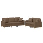 vidaXL Set de canapele cu perne, 2 piese, maro, textil vidaXL Set de canapele cu perne, 2 piese, maro, textil