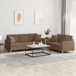 vidaXL Set de canapele cu perne, 2 piese, maro, textil vidaXL Set de canapele cu perne, 2 piese, maro, textil
