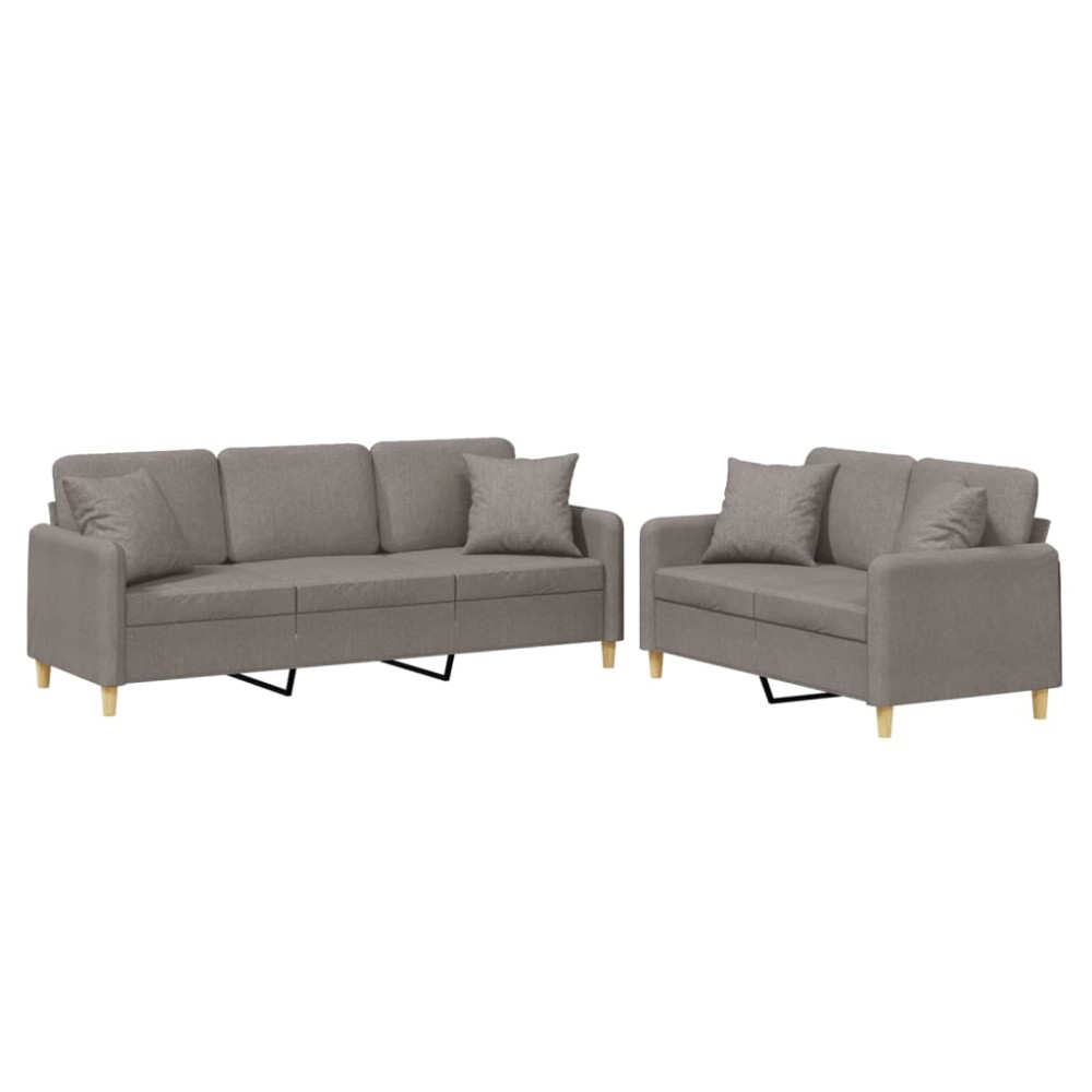 vidaXL Set de canapele cu perne, 2 piese, gri taupe, textil