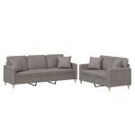 vidaXL Set de canapele cu perne, 2 piese, gri taupe, textil