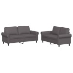 vidaXL Set de canapele cu perne, 2 piese, gri, piele ecologică
