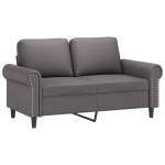 vidaXL Set de canapele cu perne, 2 piese, gri, piele ecologică