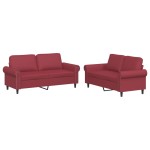 vidaXL Set de canapele cu perne, 2 piese, roșu vin, piele ecologică vidaXL Set de canapele cu perne, 2 piese, roșu vin, piele ecologică
