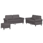 vidaXL Set de canapele cu perne, 3 piese, gri, piele ecologică vidaXL Set de canapele cu perne, 3 piese, gri, piele ecologică