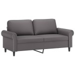 vidaXL Set de canapele cu perne, 3 piese, gri, piele ecologică vidaXL Set de canapele cu perne, 3 piese, gri, piele ecologică
