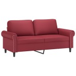 vidaXL Set de canapele cu perne, 3 piese, roșu vin, piele ecologică vidaXL Set de canapele cu perne, 3 piese, roșu vin, piele ecologică