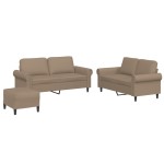 vidaXL Set de canapele cu perne, 3 piese, cappuccino, piele ecologică