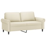 vidaXL Set de canapele cu perne, 2 piese, crem, piele ecologică