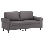 vidaXL Set de canapele cu perne, 2 piese, gri, piele ecologică
