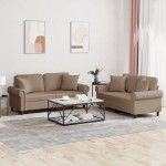vidaXL Set de canapele cu perne, 2 piese, cappuccino, piele ecologică