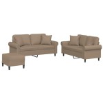 vidaXL Set de canapele cu perne, 3 piese, cappuccino, piele ecologică vidaXL Set de canapele cu perne, 3 piese, cappuccino, piele ecologică