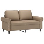 vidaXL Set de canapele cu perne, 3 piese, cappuccino, piele ecologică vidaXL Set de canapele cu perne, 3 piese, cappuccino, piele ecologică