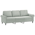 vidaXL Set de canapele cu perne, 3 piese, gri deschis, catifea vidaXL Set de canapele cu perne, 3 piese, gri deschis, catifea