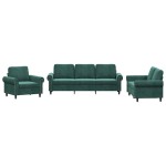 vidaXL Set de canapele cu perne, 3 piese, verde închis, catifea vidaXL Set de canapele cu perne, 3 piese, verde închis, catifea