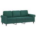vidaXL Set de canapele cu perne, 3 piese, verde închis, catifea vidaXL Set de canapele cu perne, 3 piese, verde închis, catifea