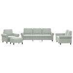 vidaXL Set de canapele cu perne, 4 piese, gri deschis, catifea vidaXL Set de canapele cu perne, 4 piese, gri deschis, catifea
