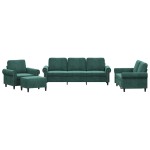 vidaXL Set de canapele cu perne, 4 piese, verde închis, catifea