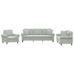 vidaXL Set de canapele, 3 piese, cu perne, gri deschis, catifea vidaXL Set de canapele, 3 piese, cu perne, gri deschis, catifea