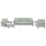 vidaXL Set canapea cu perne, 4 piese, gri deschis, catifea