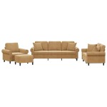 vidaXL Set de canapele cu perne, 4 piese, maro, catifea