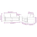 vidaXL Set de canapele cu perne, 2 piese, gri deschis, catifea vidaXL Set de canapele cu perne, 2 piese, gri deschis, catifea