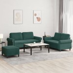 vidaXL Set de canapele cu perne, 3 piese, verde închis, catifea vidaXL Set de canapele cu perne, 3 piese, verde închis, catifea