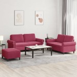 vidaXL Set canapea cu perne, 3 piese, roșu vin, catifea vidaXL Set canapea cu perne, 3 piese, roșu vin, catifea