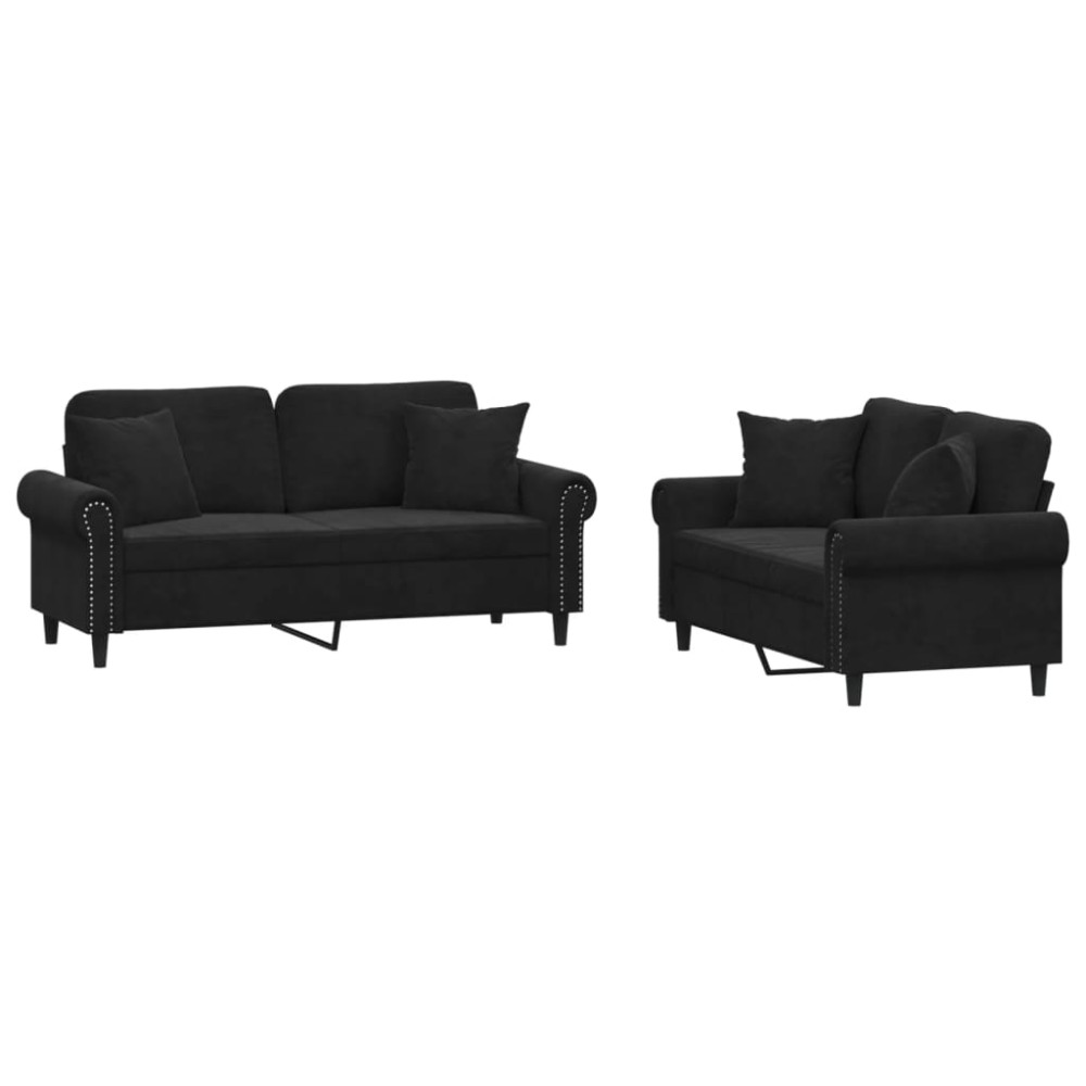 vidaXL Set canapea cu perne, 2 piese, roz, catifea