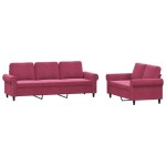 vidaXL Set canapele cu perne, 2 piese, roșu vin, catifea vidaXL Set canapele cu perne, 2 piese, roșu vin, catifea