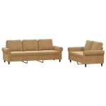 vidaXL Set de canapele cu perne, 2 piese, maro, catifea