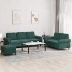 vidaXL Set de canapele cu perne, 3 piese, verde închis, catifea vidaXL Set de canapele cu perne, 3 piese, verde închis, catifea