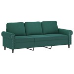 vidaXL Set de canapele cu perne, 3 piese, verde închis, catifea vidaXL Set de canapele cu perne, 3 piese, verde închis, catifea