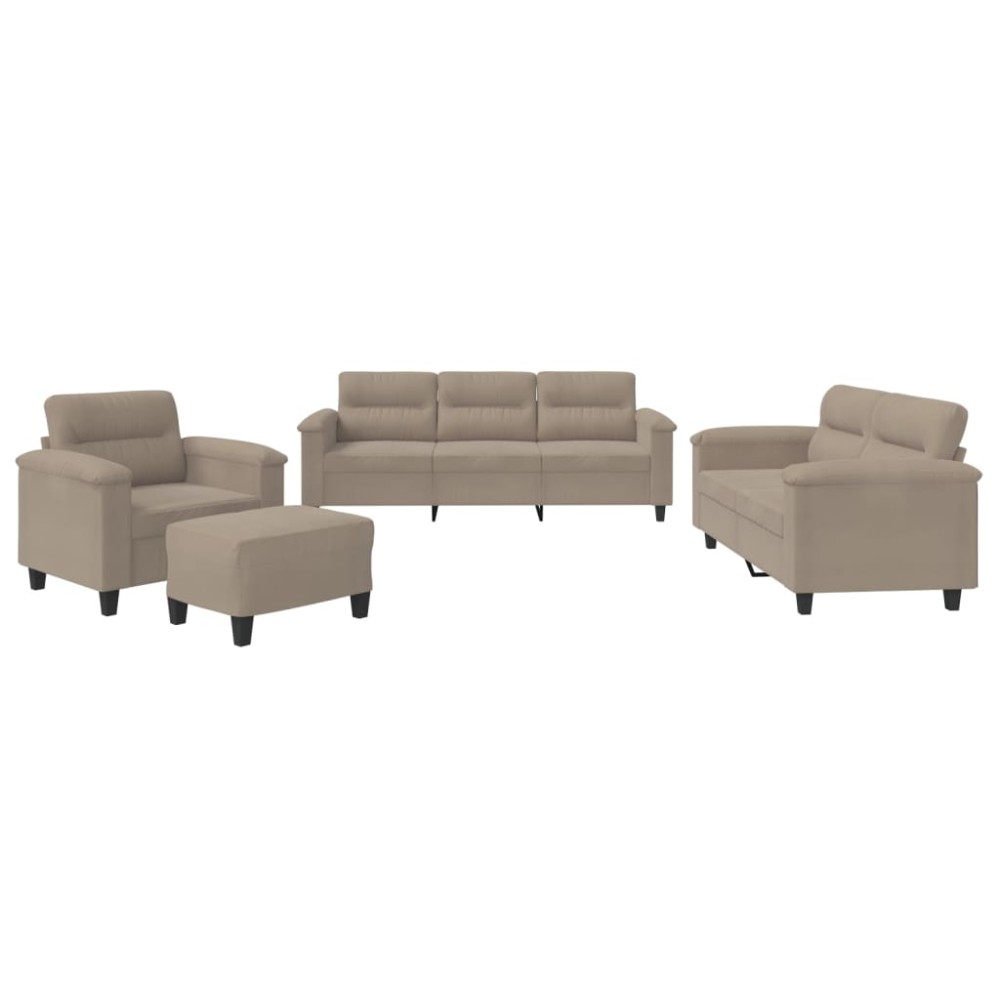 vidaXL Set de canapele cu perne, 4 piese, gri taupe, microfibră