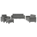 vidaXL Set de canapele cu perne, 4 piese, gri închis, microfibră vidaXL Set de canapele cu perne, 4 piese, gri închis, microfibră