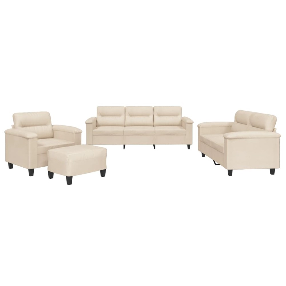 vidaXL Set de canapele cu perne, 4 piese, bej, microfibră