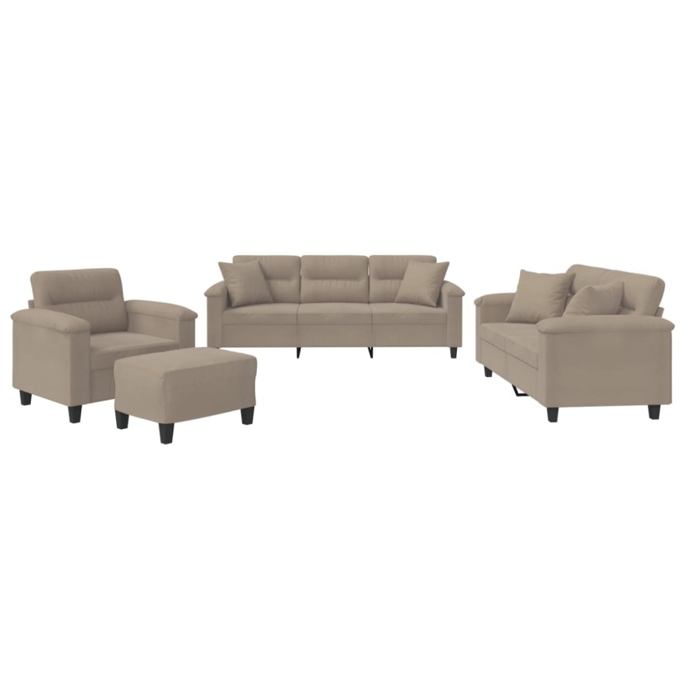 vidaXL Set de canapele cu perne, 4 piese, gri taupe, microfibră