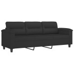 vidaXL Set de canapele cu perne, 4 piese, negru, microfibră vidaXL Set de canapele cu perne, 4 piese, negru, microfibră