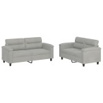 vidaXL Set de canapele cu perne, 2 piese, gri deschis, microfibră vidaXL Set de canapele cu perne, 2 piese, gri deschis, microfibră