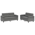 vidaXL Set de canapele cu perne, 2 piese, gri închis, microfibră