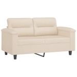 vidaXL Set de canapele cu perne, 3 piese, bej, microfibră vidaXL Set de canapele cu perne, 3 piese, bej, microfibră