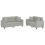 vidaXL Set de canapele cu perne, 2 piese, gri deschis, microfibră