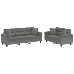 vidaXL Set de canapele cu perne, 2 piese, gri închis, microfibră
