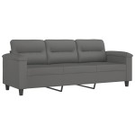 vidaXL Set de canapele cu perne, 2 piese, gri închis, microfibră