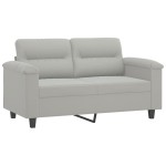 vidaXL Set de canapele cu perne, 3 piese, gri deschis, microfibră vidaXL Set de canapele cu perne, 3 piese, gri deschis, microfibră