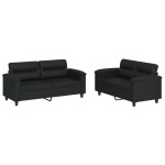 vidaXL Set de canapele cu perne, 2 piese, negru, piele ecologică